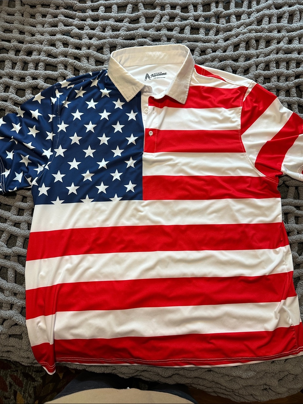 Men’s Patriotic Stars & Stripes Polo Shirt - Red, White & Blue -sz XXL